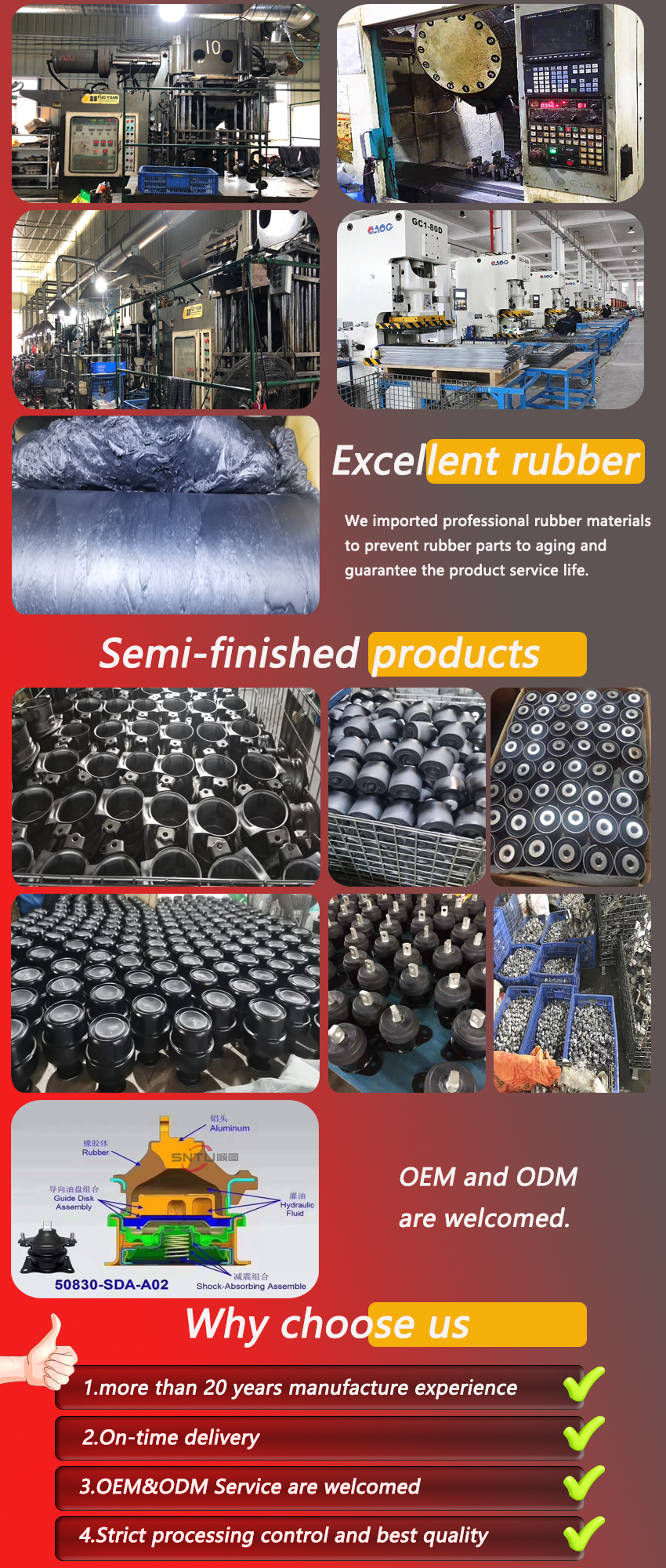 Exportations d'usine pièces pour châssis moules en caoutchouc fabricant support moteur 18215-SDA-A01 pour Honda ACCORD ODYSSEY